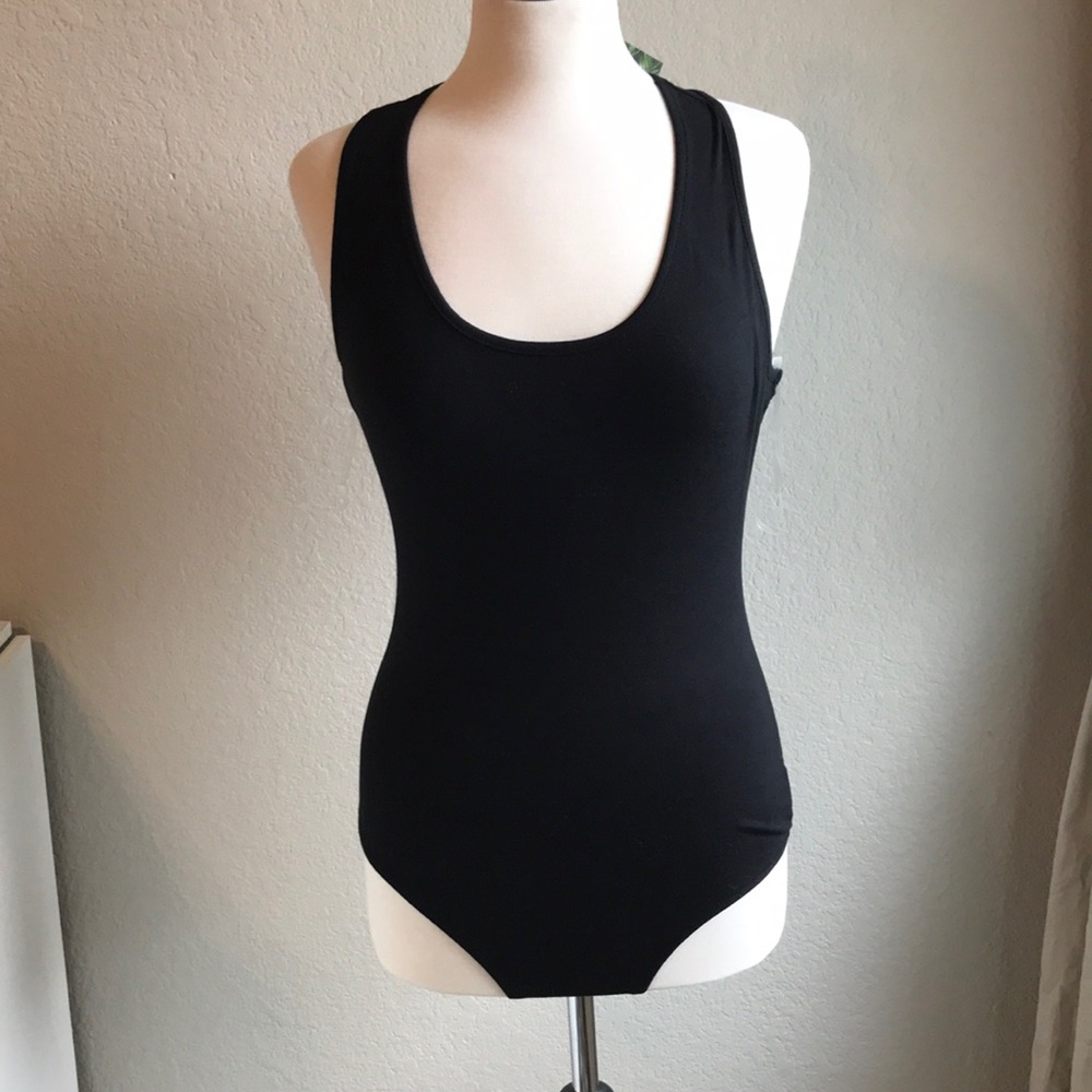 Black racerback bodysuit